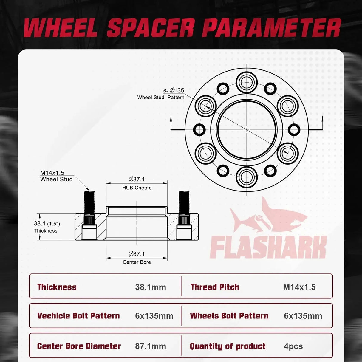 For 2015-2022 Ford F150 / Lincoln Navigator 1.25/1.5/2 Inches 6x135mm Wheel Spacers 4PCS