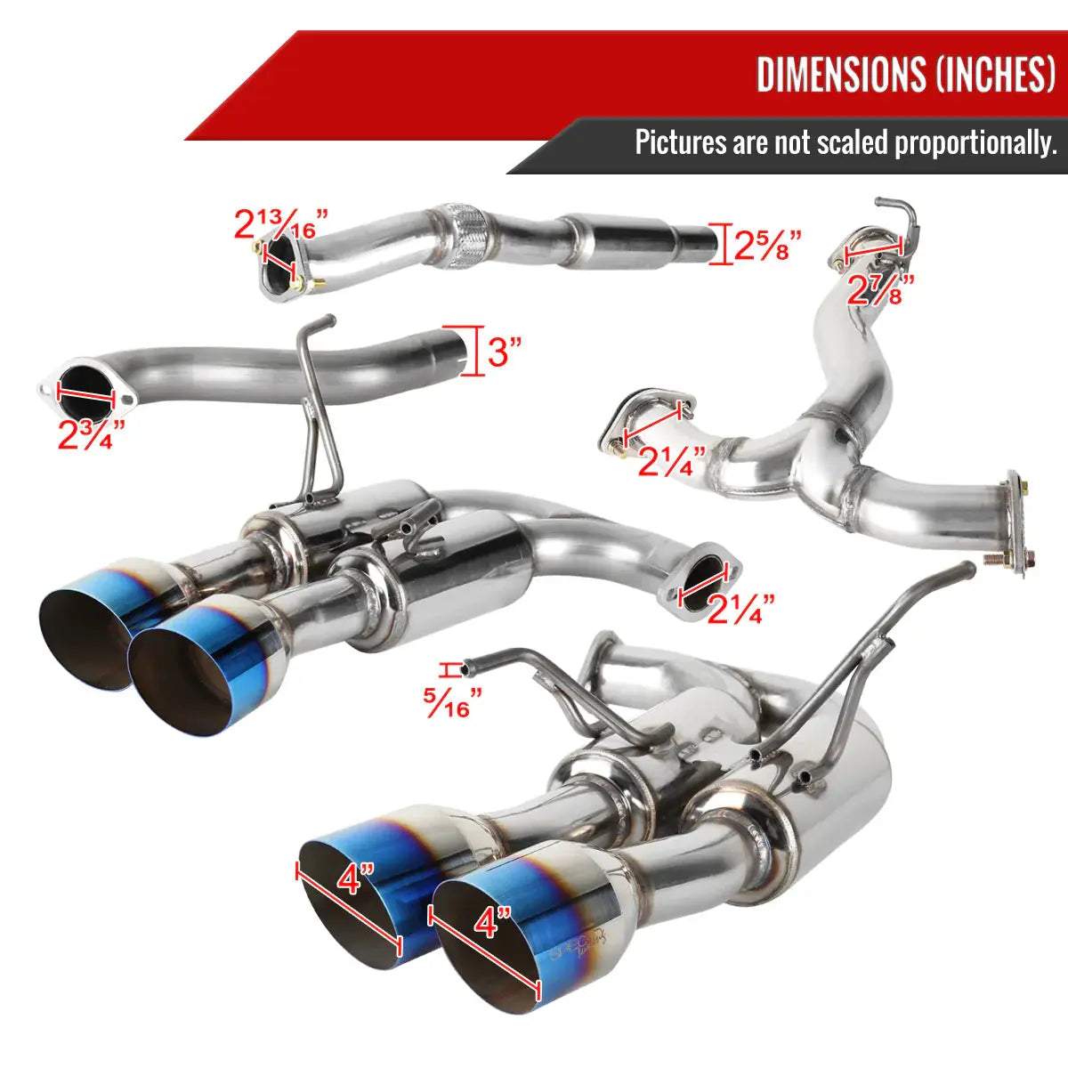 Catback Exhaust & Axle Back for 2015-2021 Subaru WRX / WRX STI | 4" Quad Muffler Tips | N1 Style Burnt Tip