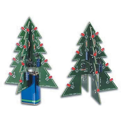 3D LED Christmas Tree Kit – Red Flashing LEDs w/ Green & Yellow Swaps Whadda made byYelleman
