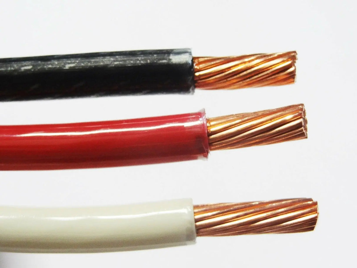 125' EA THHN THWN 6 AWG GAUGE BLACK WHITE RED STRANDED COPPER BUILDING WIRE ACDC