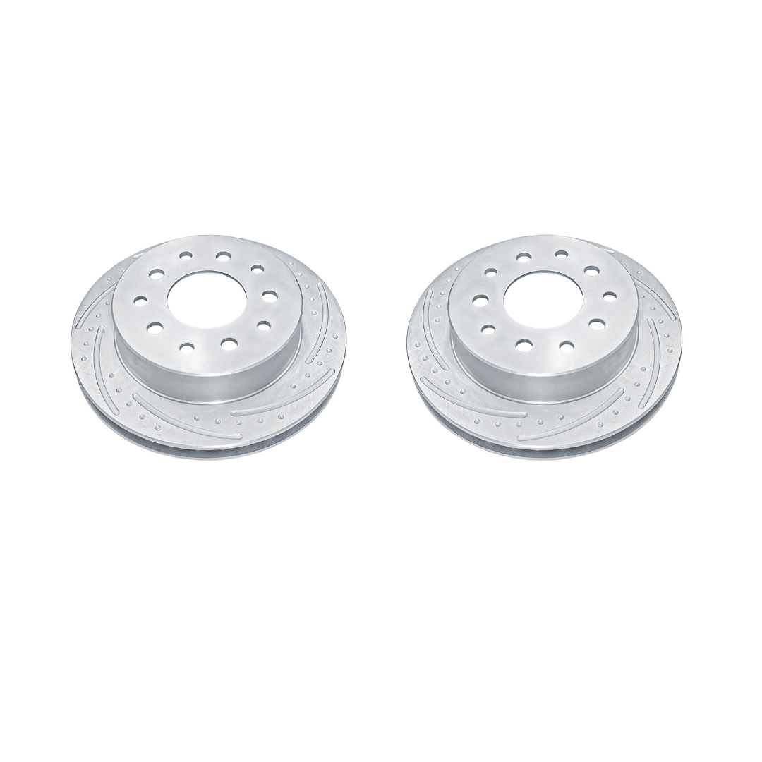 New Performance Rotors (Pair) Dimple-Drilled, Slotted, Zinc Plated.