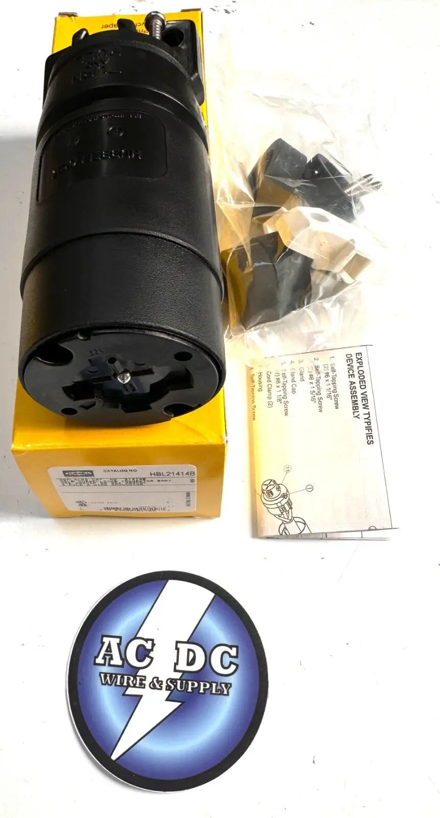 Hubbell Hbl21414b 30/20A Locking Connector 3P 4W 600Vac/250Vdc Hubbell