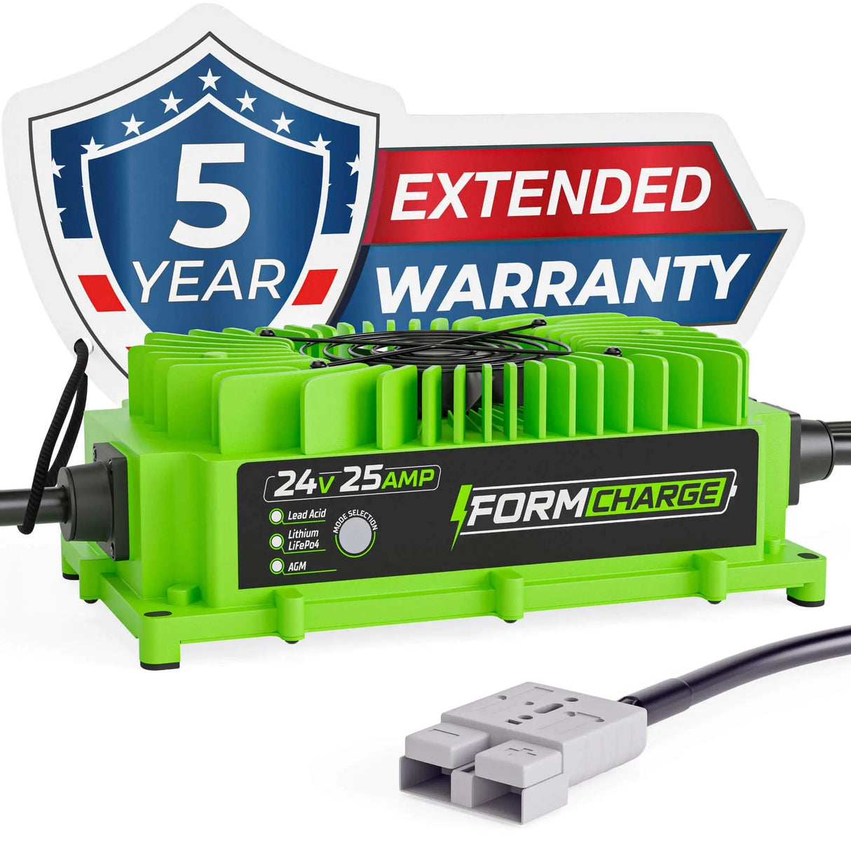 24V 25A Battery Charger - Forklift, Electric Pallet Jack, Floor Scrubber - Lithium, Lead Acid, AGM FORM Charge