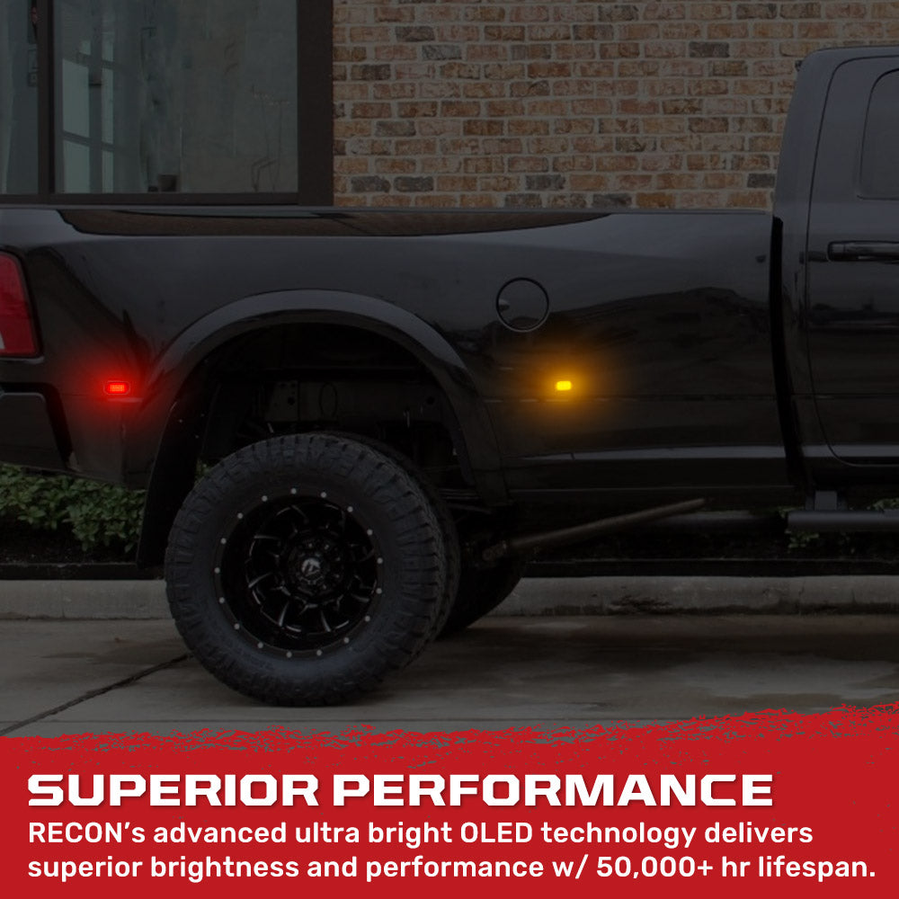 Dodge RAM 02-09 Amber & Red Fender LED Lights (4-Piece Set) Smoked or Clear Lens