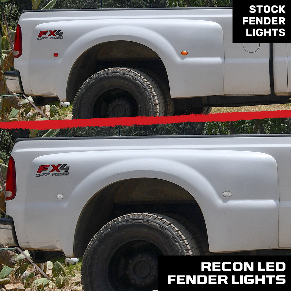 Ford Super Duty 99-10 Amber & Red Fender LED Lights (4-Piece Set) Smoked or Clear Lens