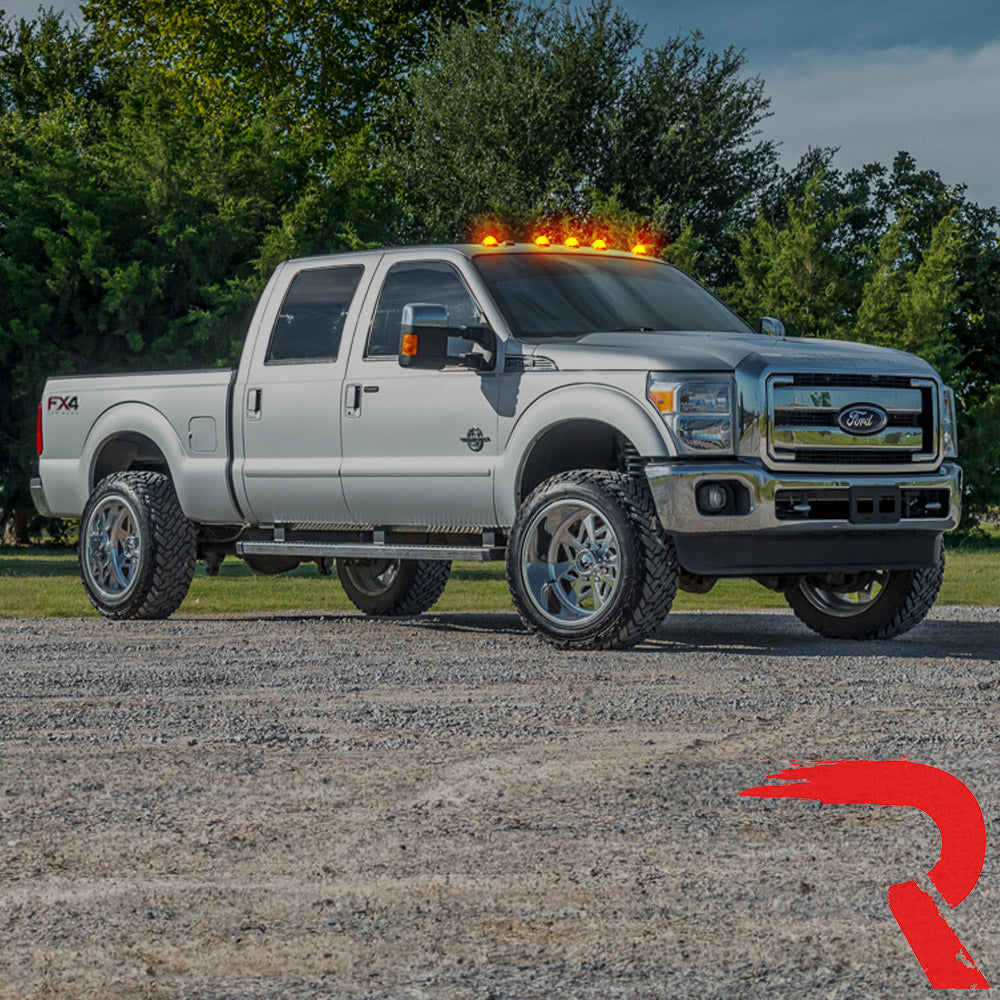 Ford Super Duty 99-16 5 Piece Cab Lights Amber Xenon Bulbs with Smoked Lens - (Attn: This cab light kit replaces OEM factory installed Ford 99-16 cab roof light lenses)
