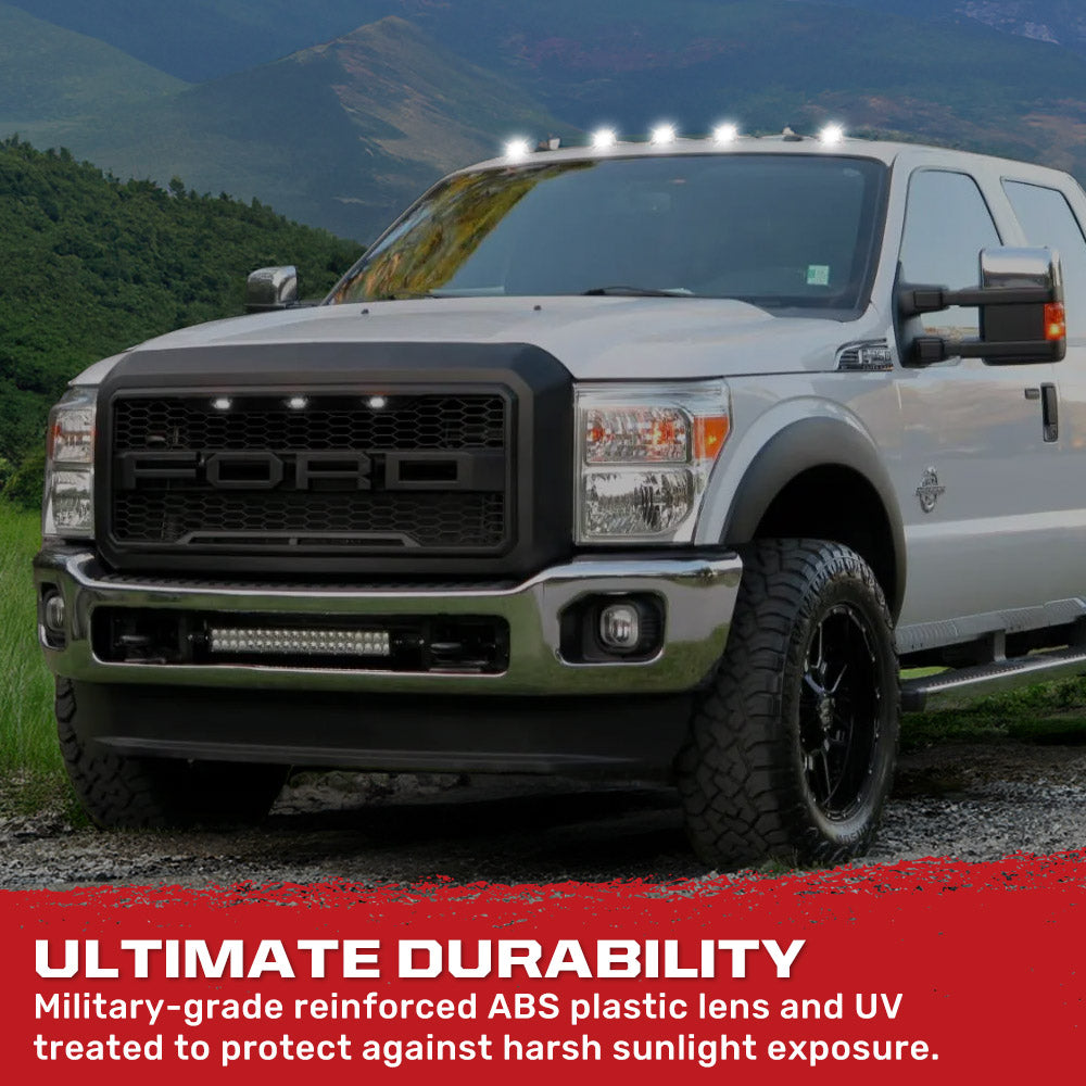 Ford Super Duty 99-16 5-Piece Cab Light Kit Strobe LED in White & Amber - Multiple Lens