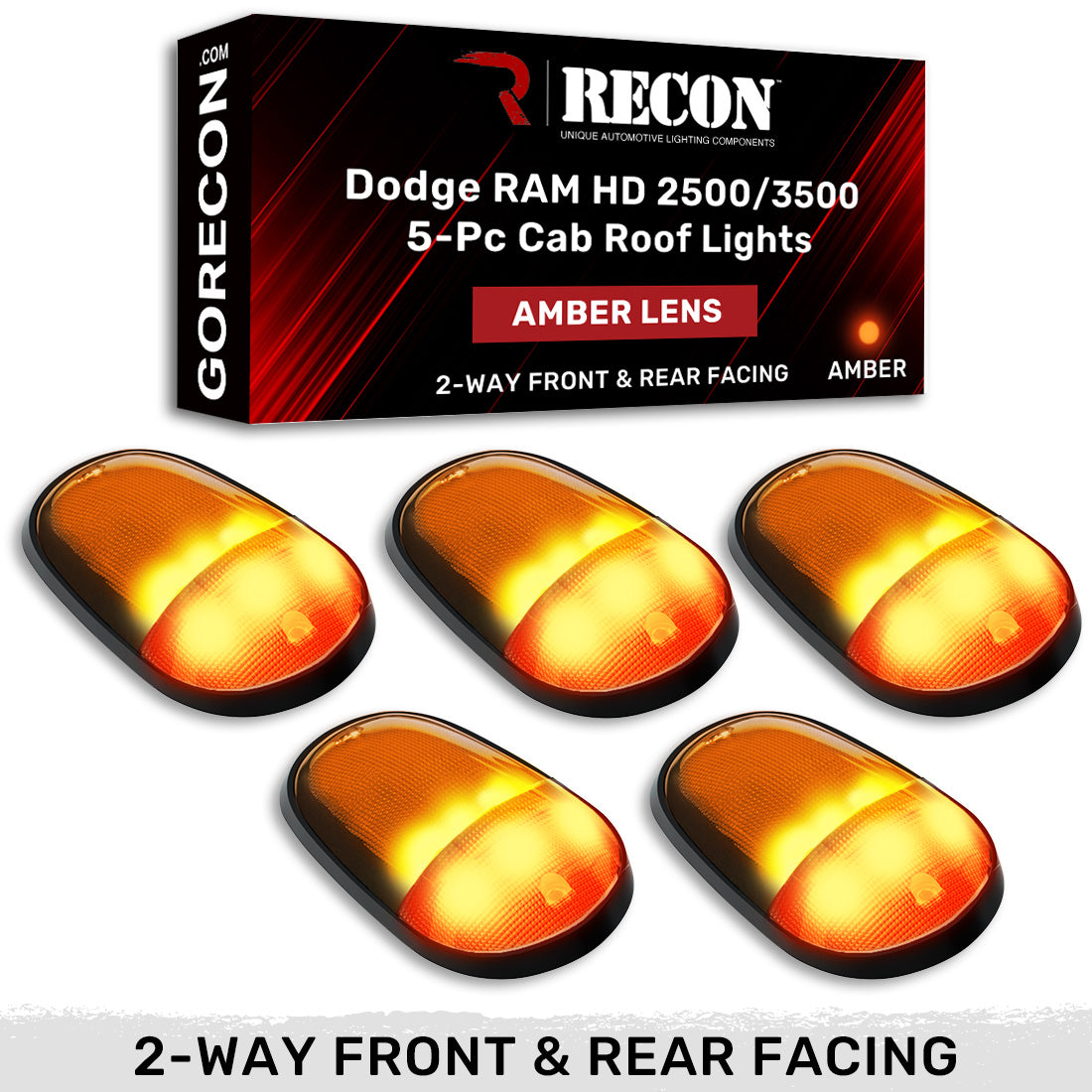 Dodge RAM Heavy-Duty 2500/3500 03-18 5 Piece Cab Roof Light Set 2-Way Front & Rear Facing Ultra High-Power LEDs Multiple Lens & Colors