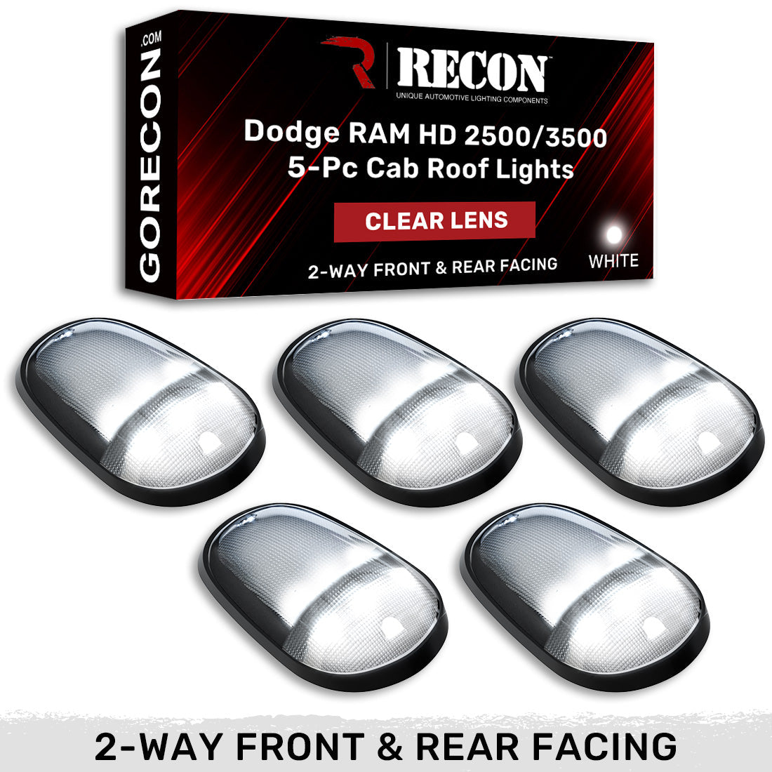 Dodge RAM Heavy-Duty 2500/3500 03-18 5 Piece Cab Roof Light Set 2-Way Front & Rear Facing Ultra High-Power LEDs Multiple Lens & Colors