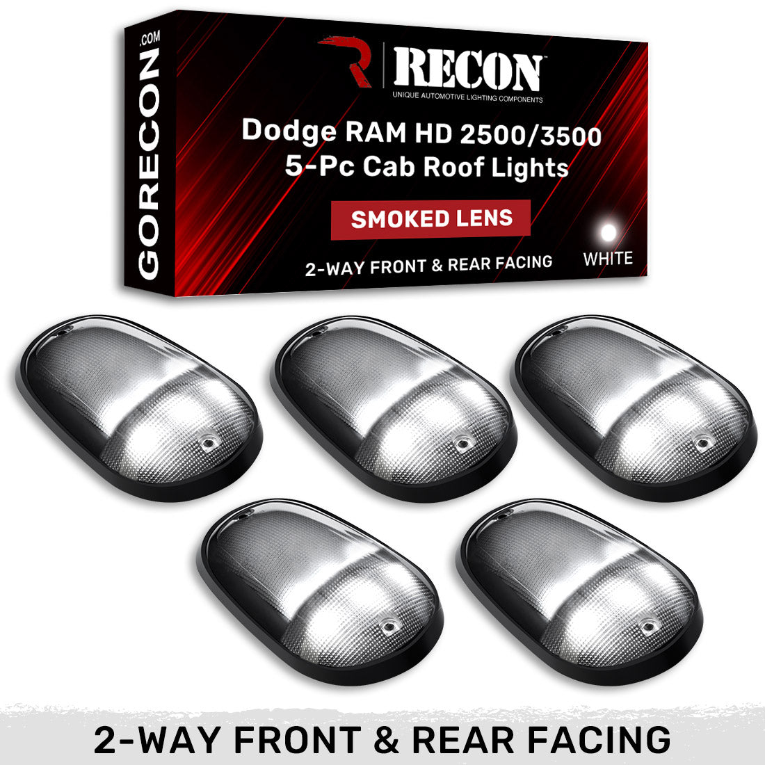 Dodge RAM Heavy-Duty 2500/3500 03-18 5 Piece Cab Roof Light Set 2-Way Front & Rear Facing Ultra High-Power LEDs Multiple Lens & Colors