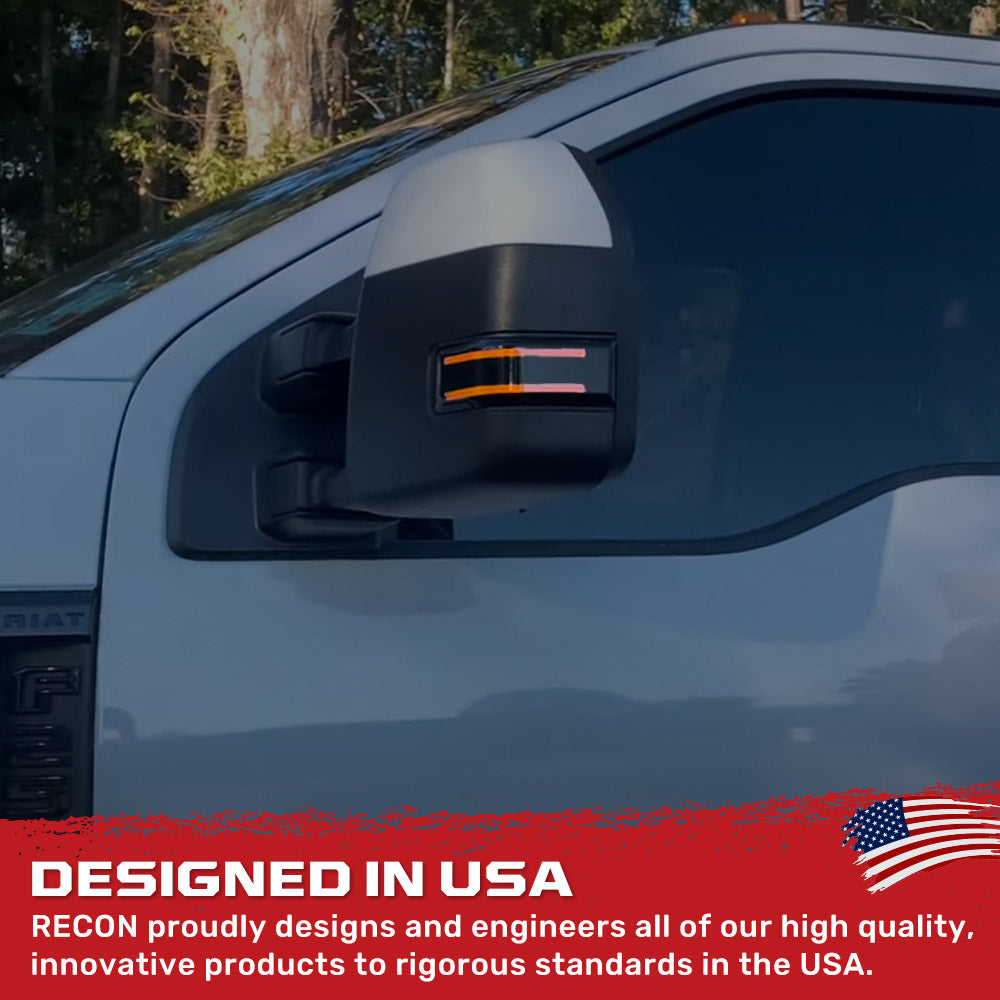 Ford 17-25 Super Duty Amber DRL LED Side Mirror Lenses - Smoked Lens