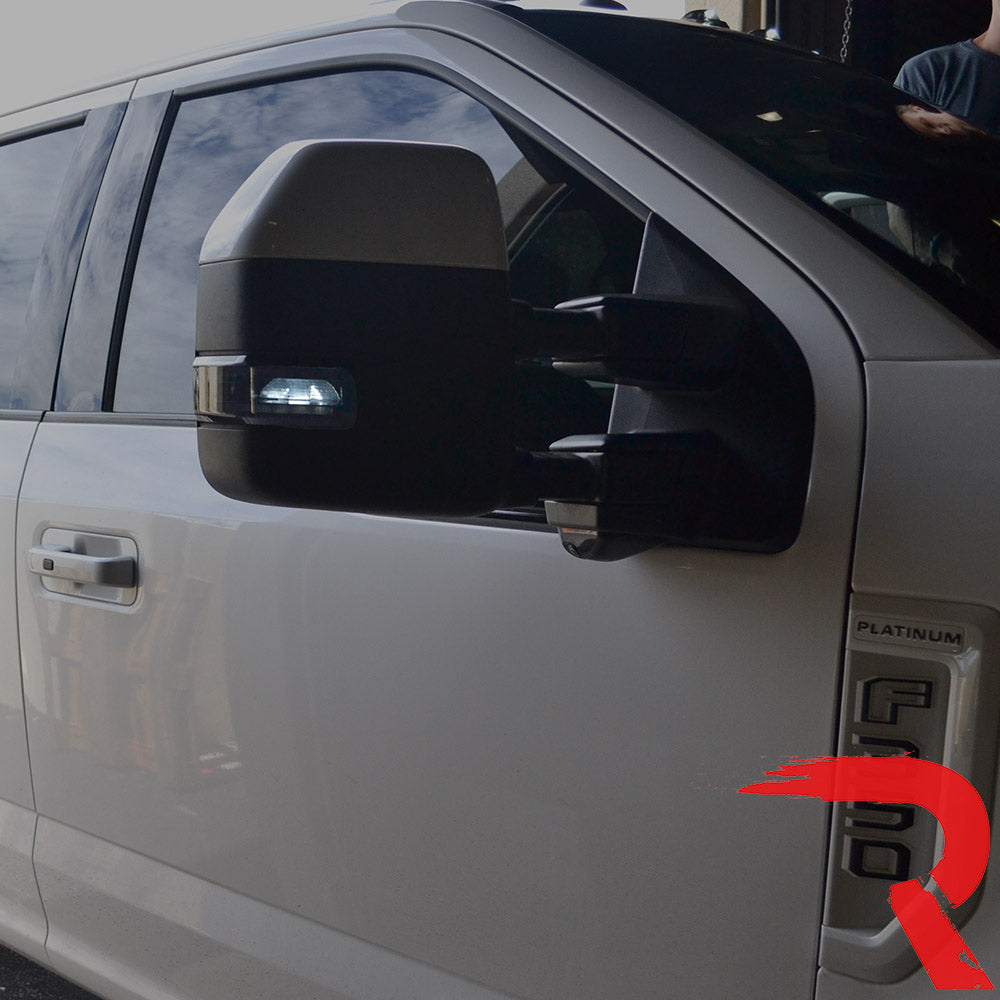 Ford 17-22 Super Duty Scanning LED Side Mirror Lenses - Smoked Lens