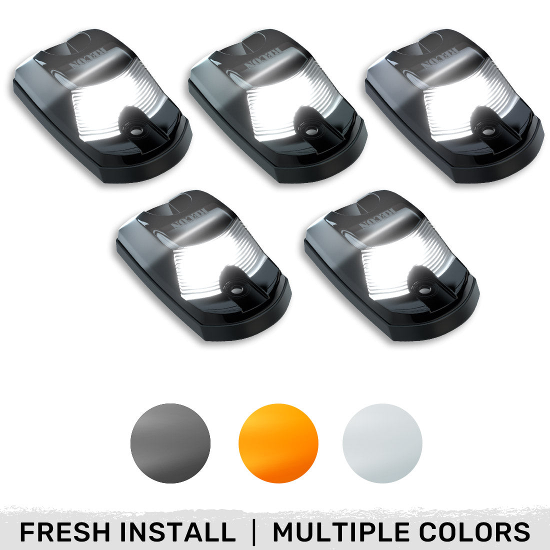 Ford Super Duty 17-25 5-Piece Cab Roof Light Set 2-Way Front & Rear Facing Ultra High-Power LEDs Multiple Lens & Colors - (ATTN: For models that DID NOT come with factory cab roof lights)