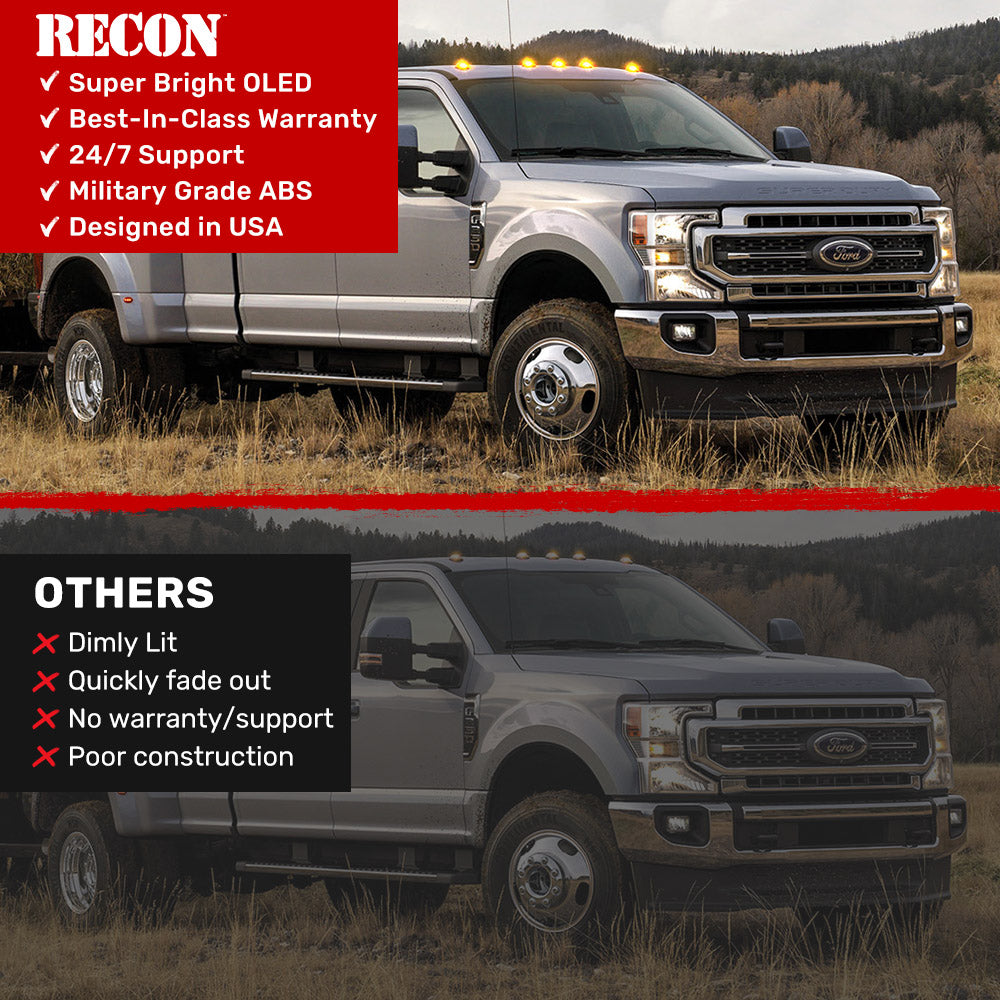 Ford Super Duty 17-25 5-Piece Cab Roof Light Set 2-Way Front & Rear Facing Ultra High-Power LEDs Multiple Lens & Colors - (ATTN: For models that DID NOT come with factory cab roof lights)