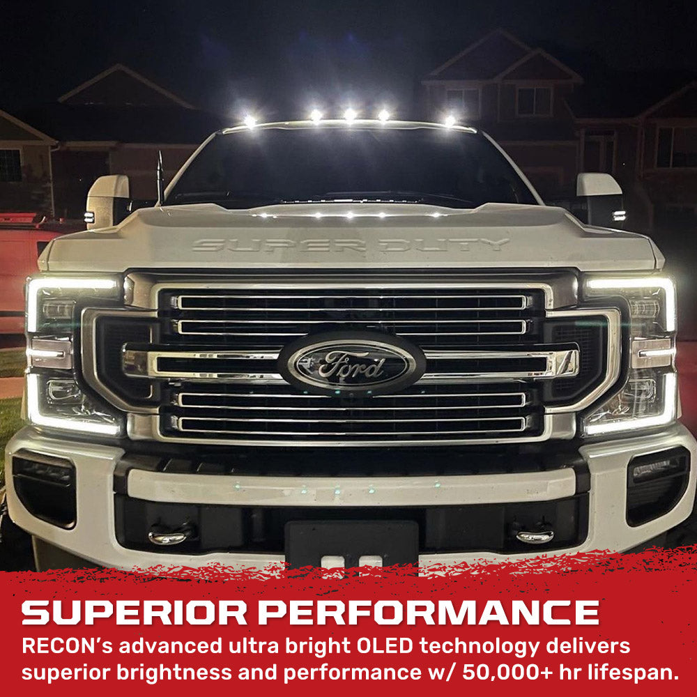 Ford Super Duty 17-25 5-Piece Cab Roof Light Set 2-Way Front & Rear Facing Ultra High-Power LEDs Multiple Lens & Colors - (ATTN: For models that DID NOT come with factory cab roof lights)