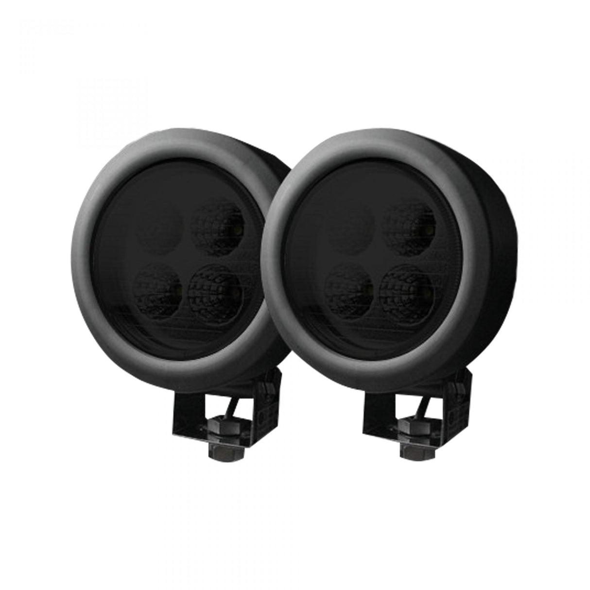 1800 Lumen Driving Light Kit 12W 6500K 4 LEDs Black Chrome Circle Housing Clear