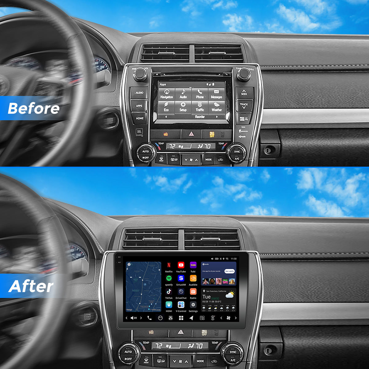 VISION 10” Custom-Fit Car Stereo for Toyota Camry 2015-2017