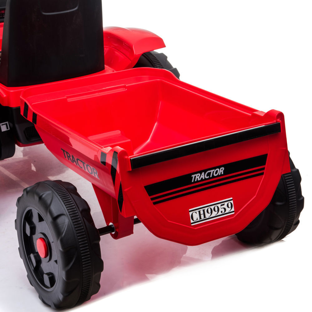 3-Gear-Shift Ground Loader Ride On Toy with LED Lights and Trailer Attachment