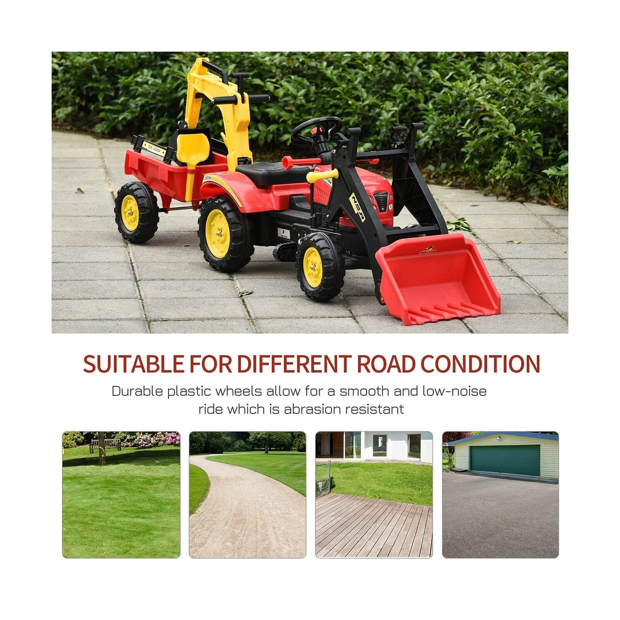 3-in-1 Kids Ride-On Excavator/Bulldozer: Pedal Car Digger Toy for Forward Movement