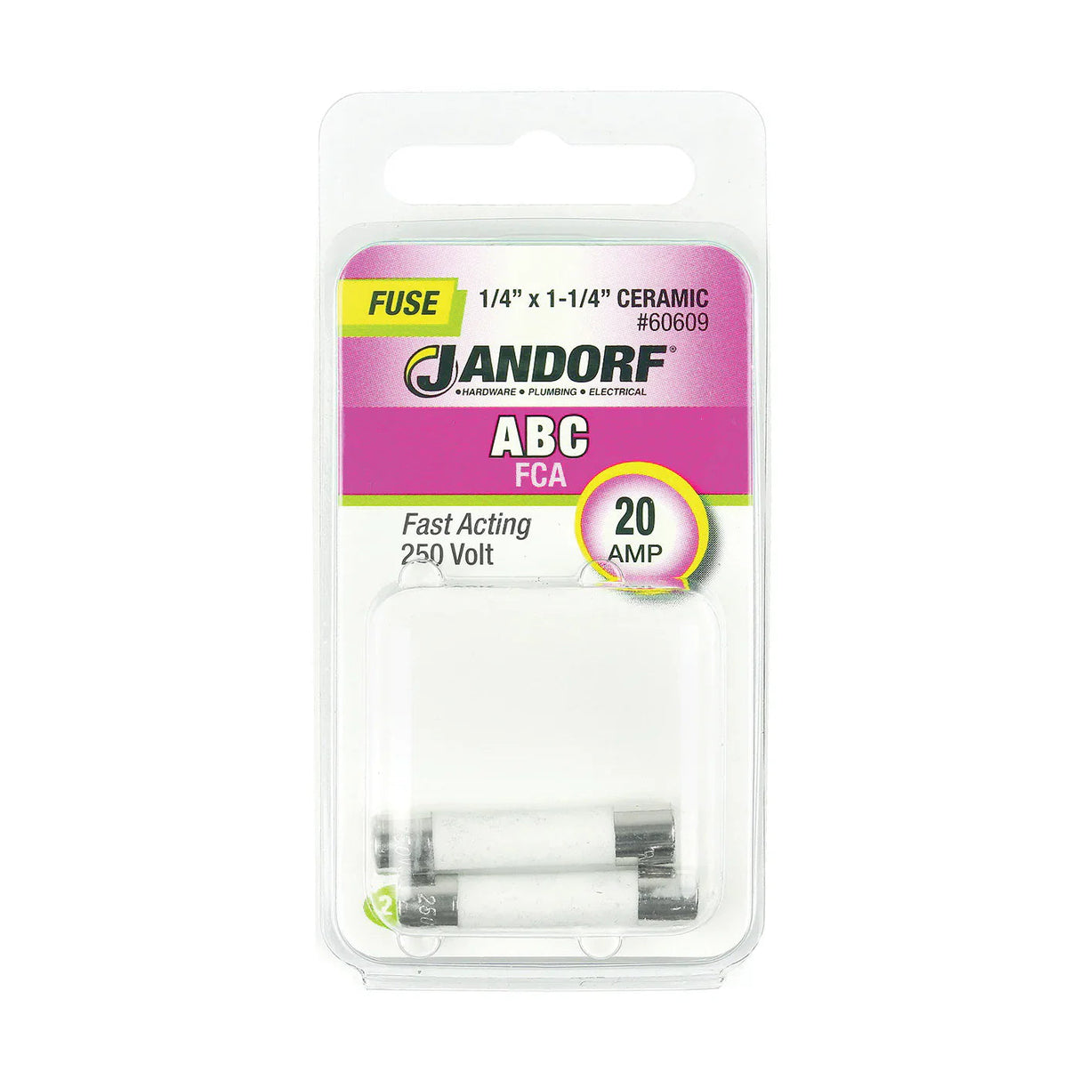 Jandorf Fast Acting 250 Volt 20 Amp Fuse #60609 Jandorf