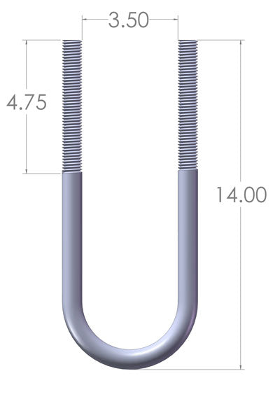 U Bolt, 5/8 X 3 1/2 X 14