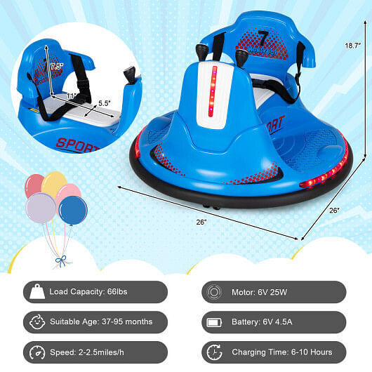 360?° Spin Electric Ride On Car for Kids and Toddlers - Bumper Car Fun!