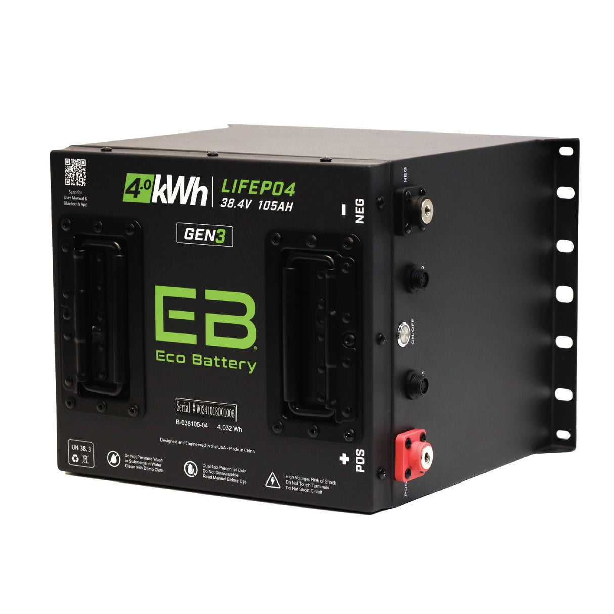 Eco Battery (36V) 38V 105Ah Cube LiFePO4 Gen3 Battery