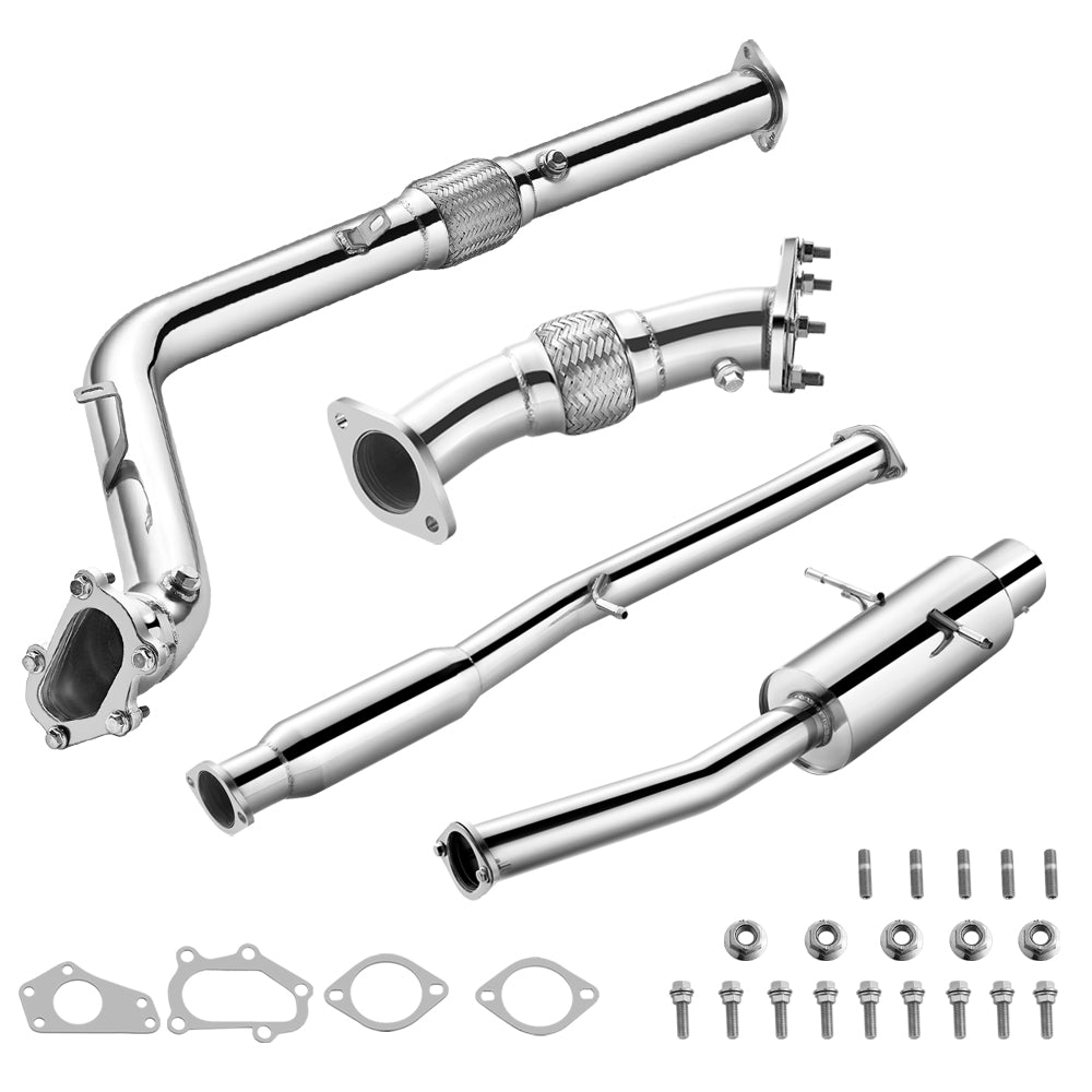 2002-2007 Subaru WRX/STI GD EJ205 Catback Exhaust 3" Pipe 4.5" Muffler Tip + Downpipe Up-pipe Flashark