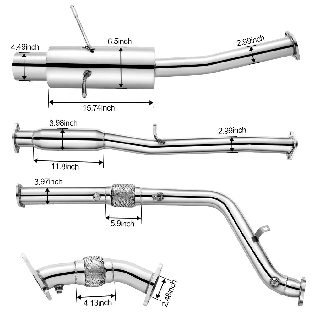 2002-2007 Subaru Impreza WRX/STI Catback Exhaust & Downpipe+Up-pipe 2.0L / 2.5L EJ-Series