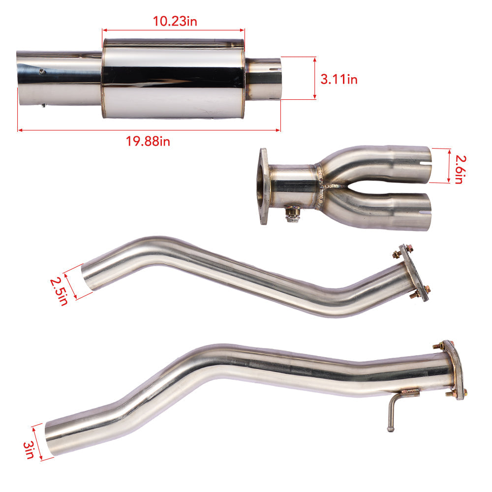 3 Inches Single Tip Cat-Back Exhaust for 2009-2020 Nissan 370Z
