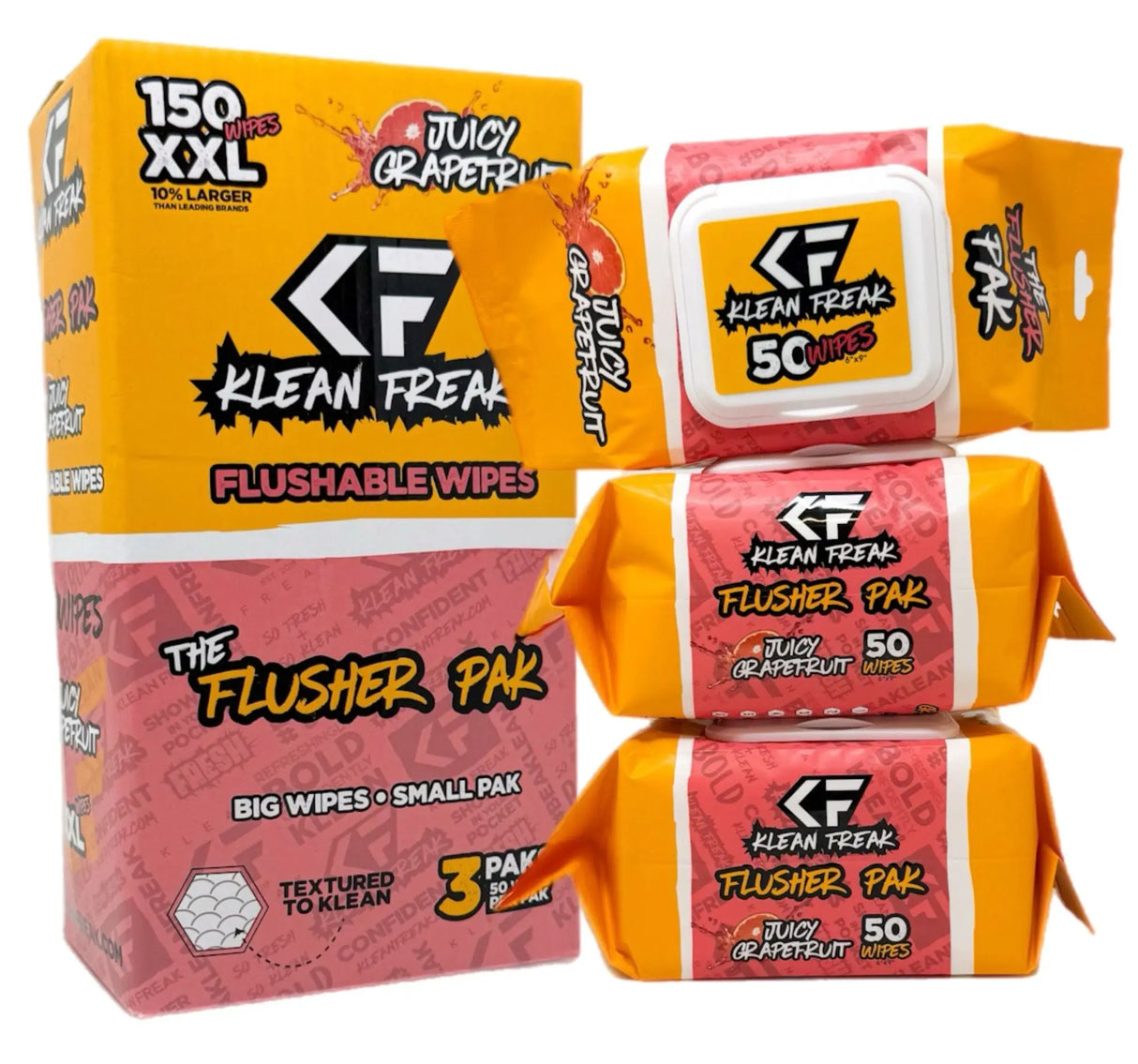 The Flusher 150 Wipes (3 • 50 Paks) Klean Freak