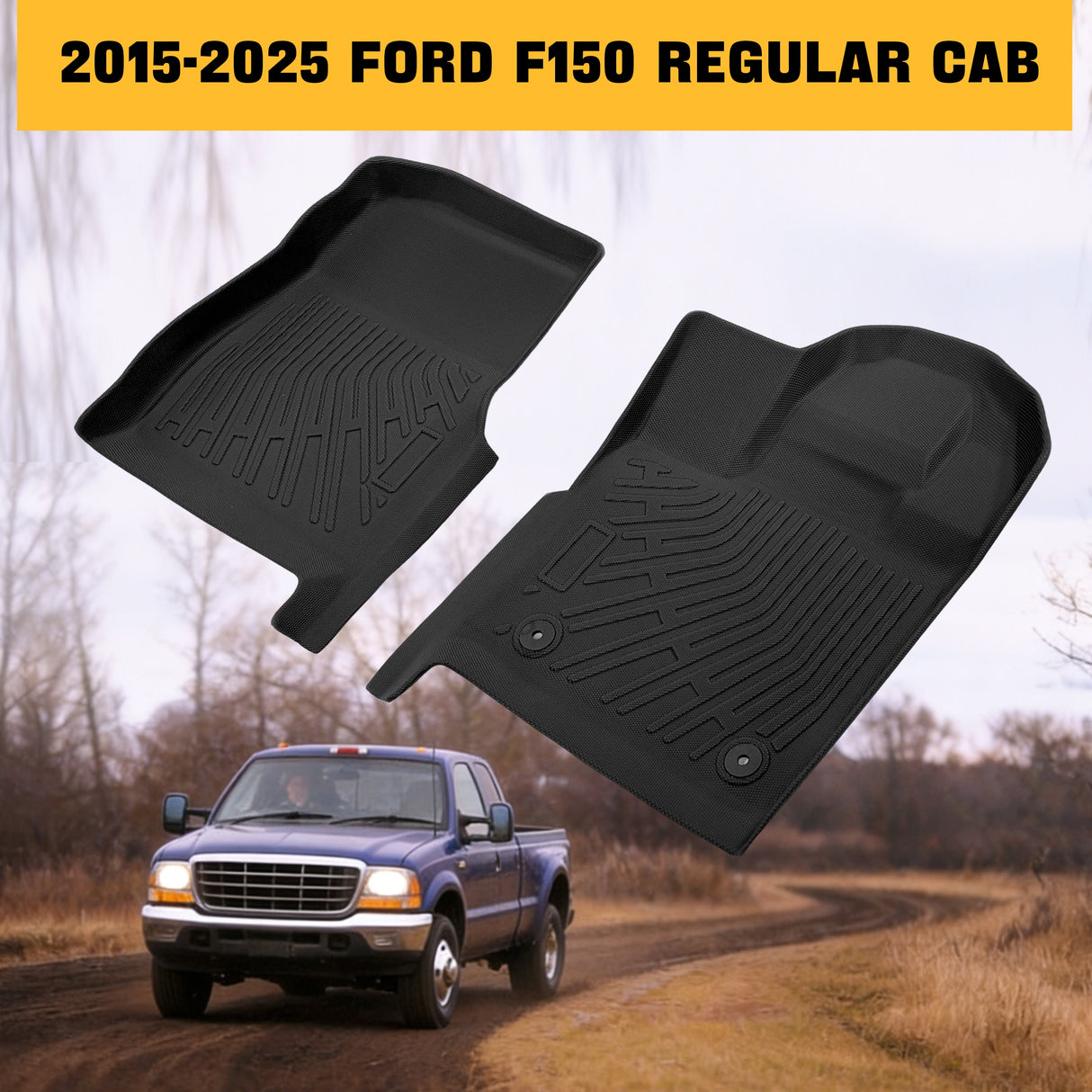 Trucktok 2015-2025 Ford F150 Regular Cab Bucket Seat All-Weather TPE Floor Mats TruckTok