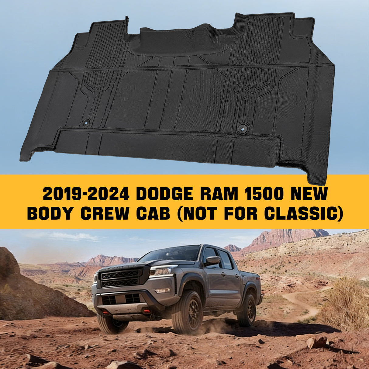 Trucktok 2019-2024 Dodge Ram 1500 New Body Crew Cab with Storage Box All-Weather Floor Mats TruckTok