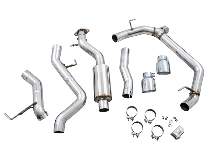 AWE Tuning 0FG Dual Rear Exit Exhaust with Chrome Silver Tips and BashGuard | 2021+ Ford Bronco
