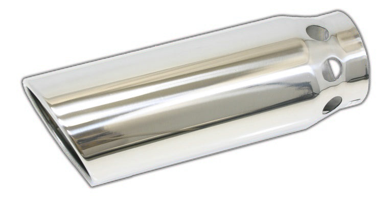 Vented Rolled Angle Cut | Polished 304 Stainless Exhaust Tip Mel's Manufacturing