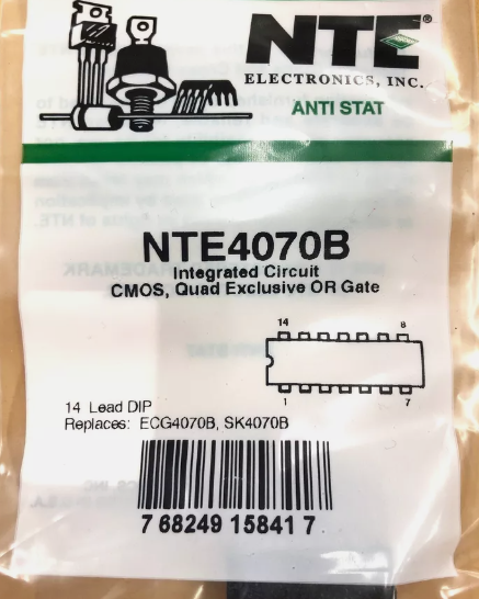 NTE4070B CMOS Quad Exclusive OR (XOR) Gate 14 Pin DIP NTE
