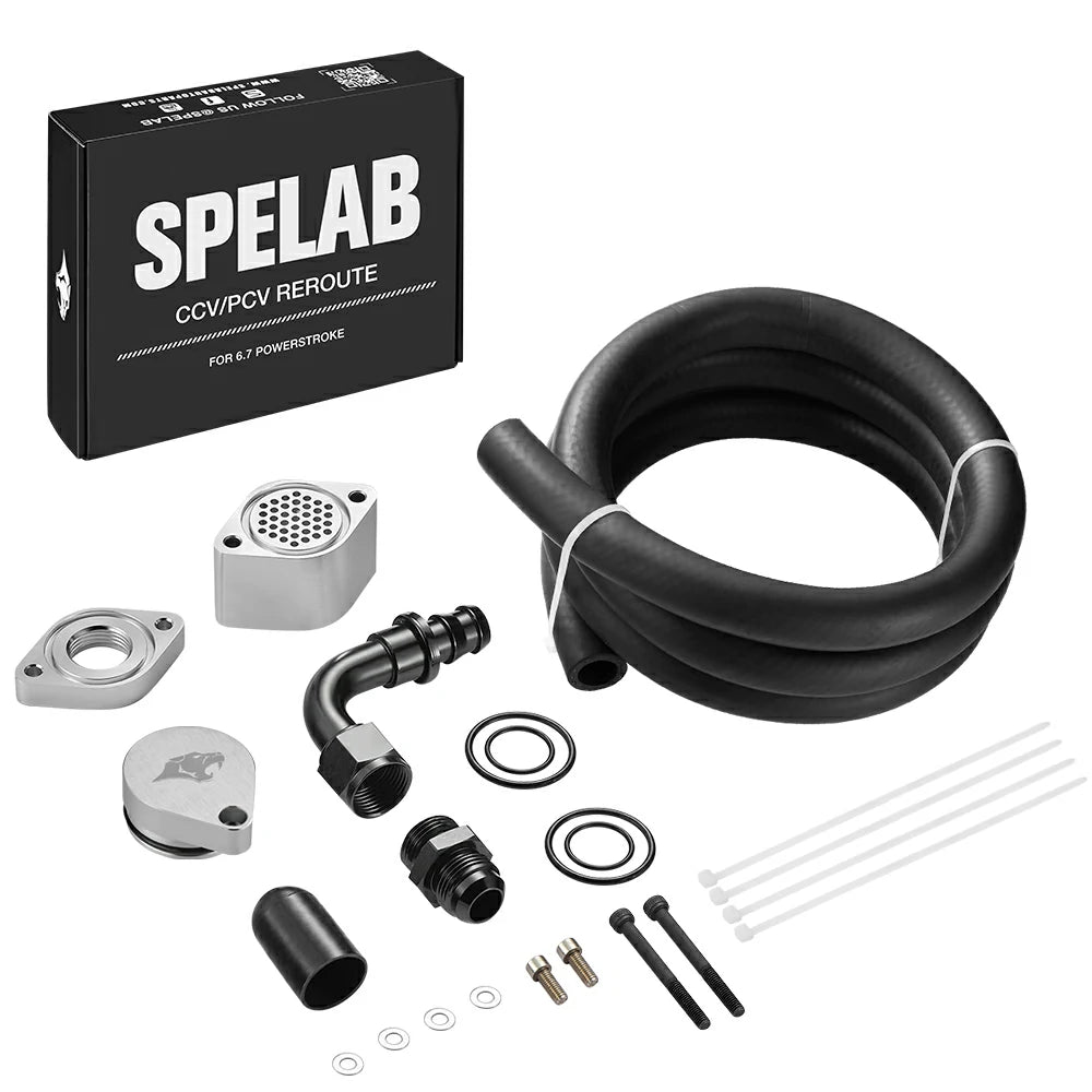 SPELAB Enhanced CCV/PCV Reroute/Delete Engine Ventilation Kit For 11-25 Ford 6.7L Powerstroke