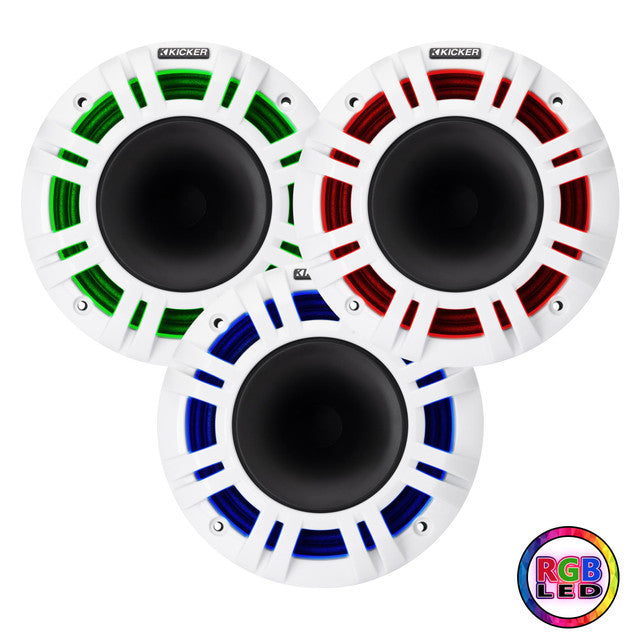 Kicker KMXL65 | 6.5" KMXL Horn RGB-LED Marine Coaxial Speakers 4-Ohm (Pair) Kicker