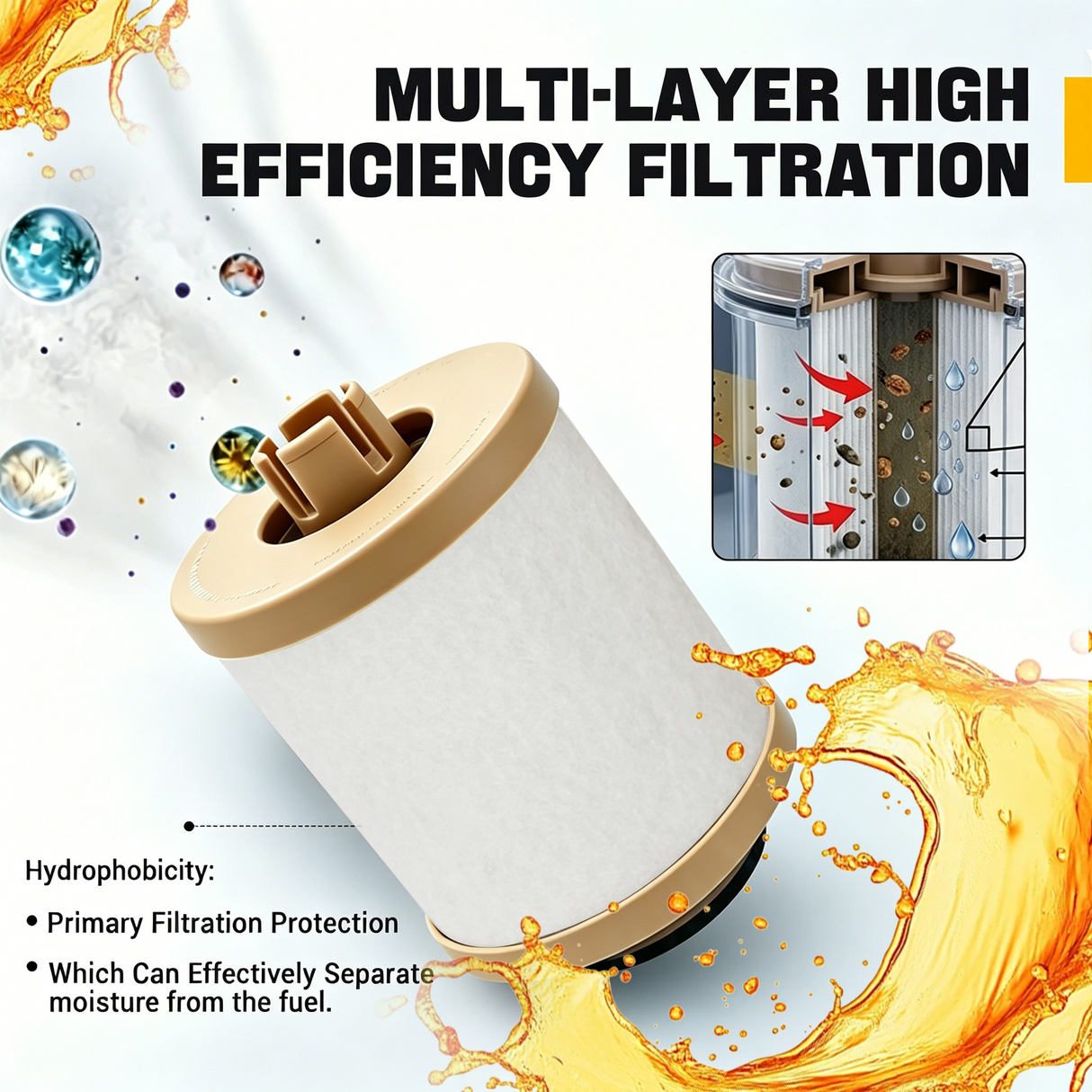 Trucktok 2003-2007 6.0L Ford Powerstroke Diesel Fuel Filter Replaces FD4616 TruckTok