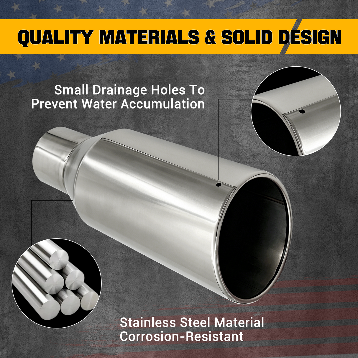 Trucktok 3" Inlet 5" Outlet 12" Overall Length Stainless Steel Bolt On Exhaust Tailpipe Tip TruckTok
