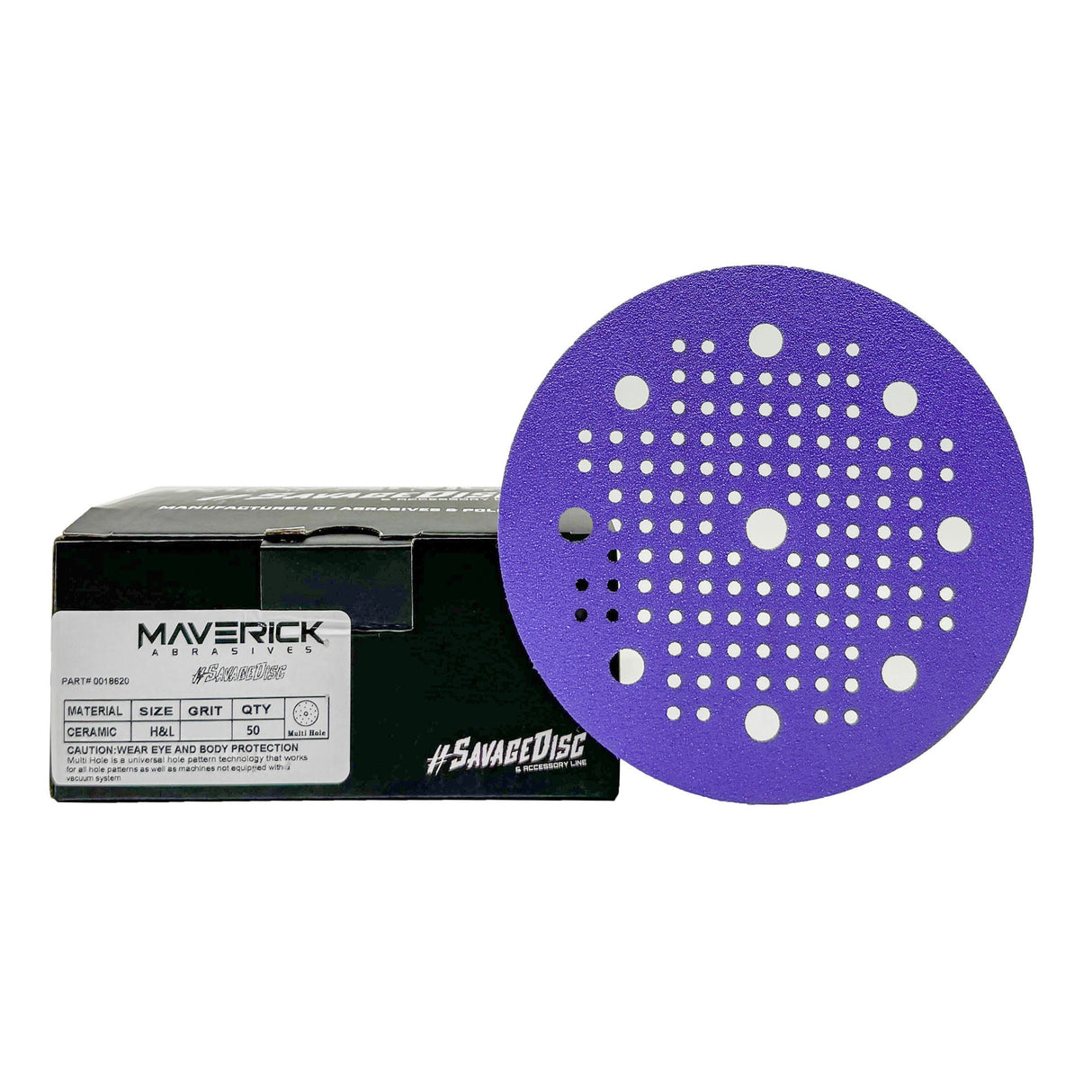 5" and 6" Hook & Loop Savage Ceramic Sanding Discs: MULTI-HOLE (50 Pack)