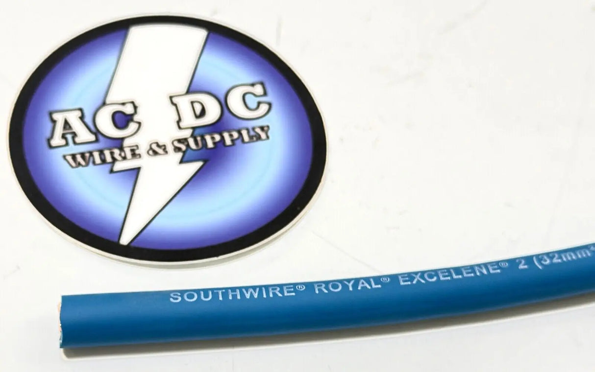 2 AWG EXCELENE WELDING BATTERY CABLE BLUE 600V MADE IN USA EPDM (BUY PER FOOT) SouthWire / Excelene