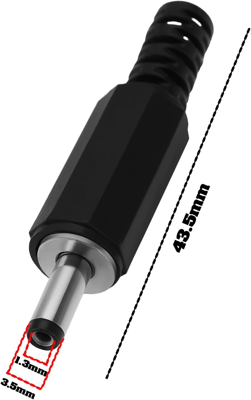 Coaxial DC Power Plug, Size H, Pack of 2, Tip Size: 3.5mm O.D. x 1.3mm I.D. Amazon