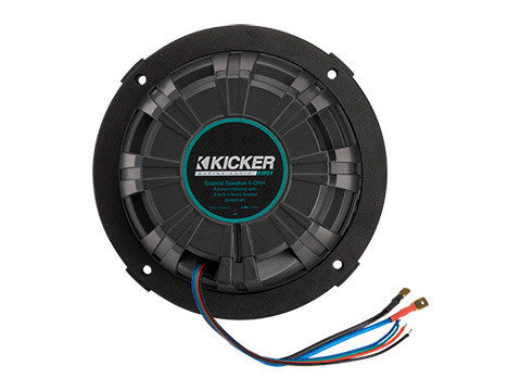 Kicker KM614FL 6.5" Thin-Mount RGB LED Marine Coaxial Speakers 4-Ohm - White & Silver Grilles (Pair) Kicker