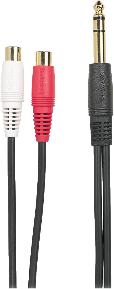 Radio Shack® 4202546 9-Inch Shielded Y-Adapter Audio Cable – 1/4" Stereo Male to Dual RCA Female Radio Shack