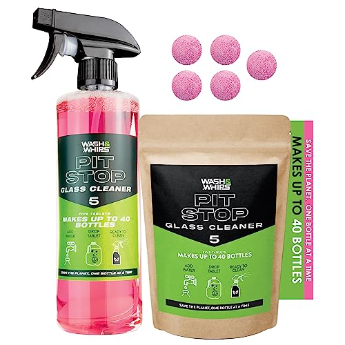 WASH&WHIPS Pit Stop Glass Cleaner / All Surface Cleaner Refill Tablets (Makes 5 Gallons) WASH & WHIPS