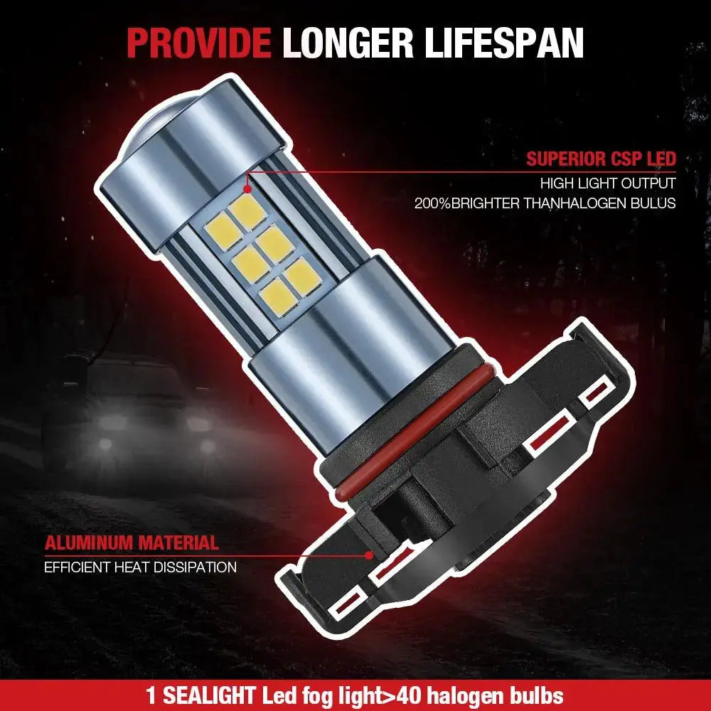 5202 PSX24W LED Fog Light Bulbs 6000K 4000LM White | 2 Bulbs