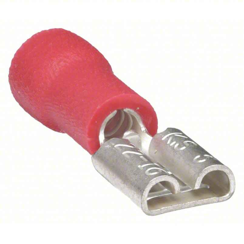 22-16 AWG 6.3MM (FEMALE) RED Spade Wire Connector TekShack