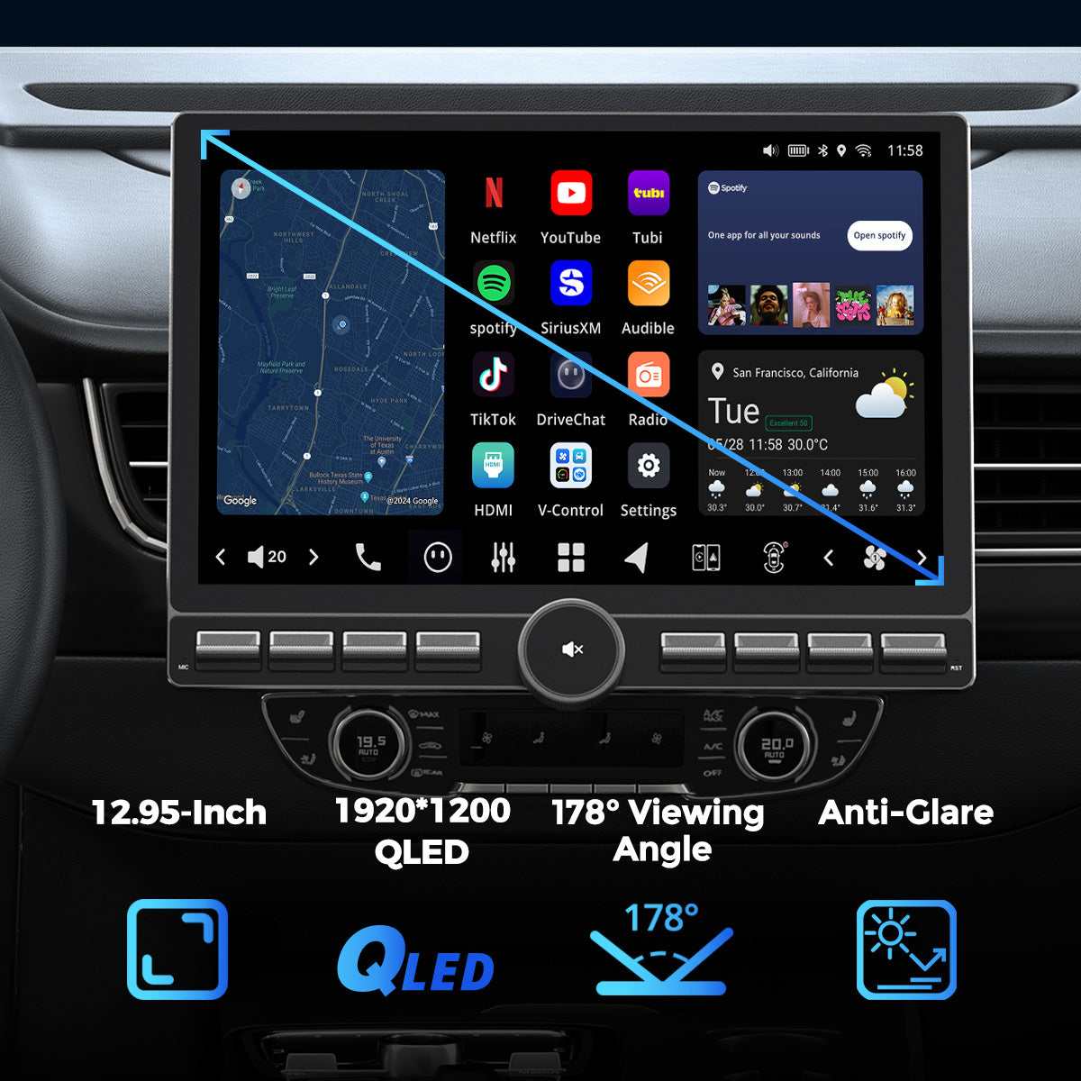 VISION 13” Single DIN Android Car Universal Radio