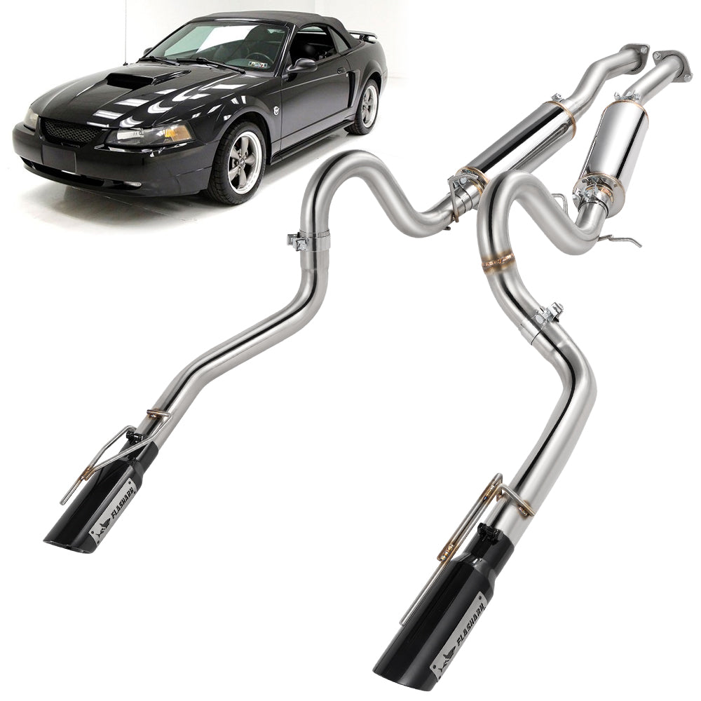 1999-2004 Ford Mustang GT 4.6L Catback Exhaust w/ Black Tips Flashark